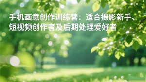 手机摄影之画意创作训练营:适合摄影新手、短视频创作者及后期处理爱好者-副业网创