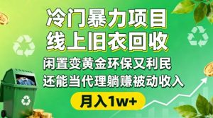 冷门暴力项目,线上旧衣回收,闲置变黄金环保又利民,还能当代理躺賺被动收入,变现+精准引流全流程-副业网创