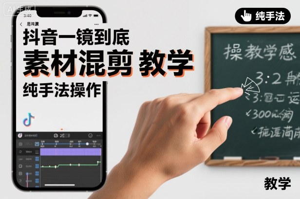 抖音一镜到底素材混剪教学,纯手法操作-副业网创