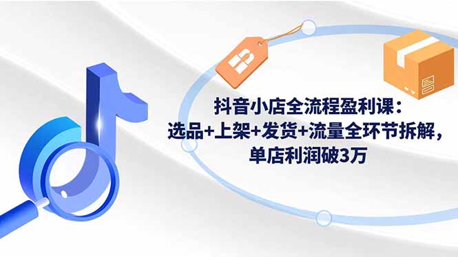 抖音小店全流程盈利课:选品+上架+发货+流量全环节拆解,单店利润破3万-副业网创