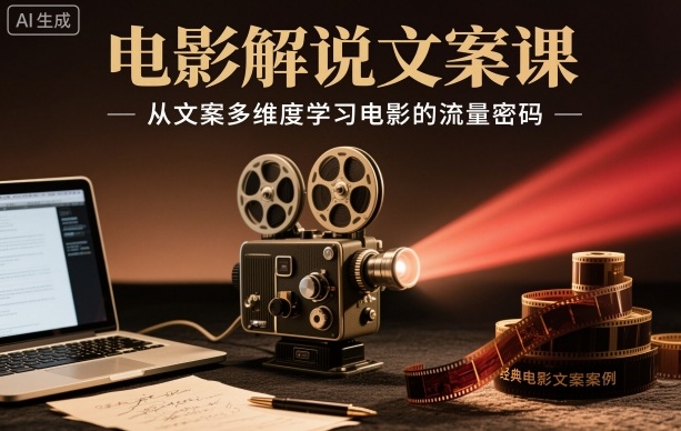 电影解说文案课,从文案多维度学习电影的流量密码-副业网创