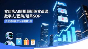 实体店AI短视频矩阵实战课：数字人/团购/矩阵SOP，引流成本降70%销量翻3倍-副业网创