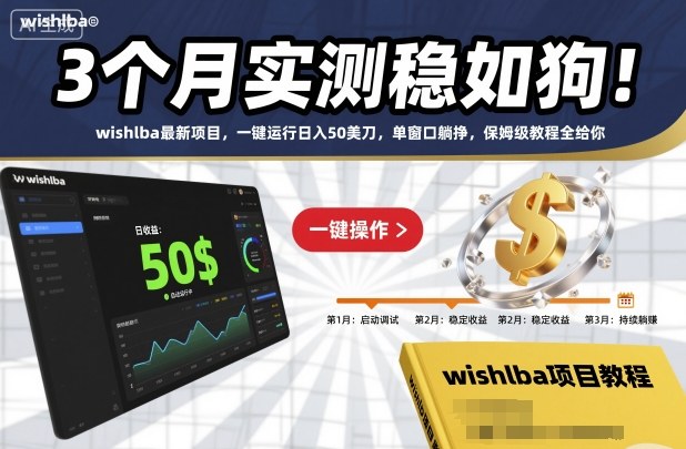3个月实测稳如狗!wishlba最新项目,一键运行日入50美刀,单窗口躺挣,保姆级教程全给你【揭秘】-副业网创