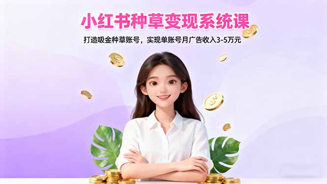 小红书种草变现系统课：打造吸金种草账号，实现单账号月广告收入3-5万元-副业网创