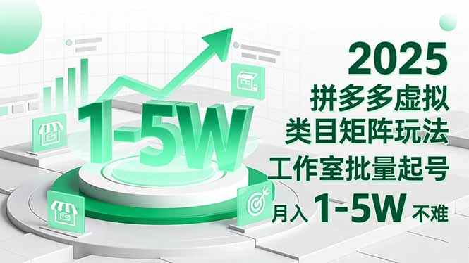 2025 拼多多虚拟类目矩阵玩法，工作室批量起号，月入 1-5W 不难-副业网创