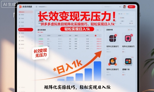 长效变现无压力!拼多多虚拟类目矩阵化实操技巧,轻松实现日入1k【揭秘】-副业网创