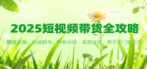 2025短视频带货全攻略：爆款文案，快速起号，种草计划，星图变现，新手零门槛上手-副业网创