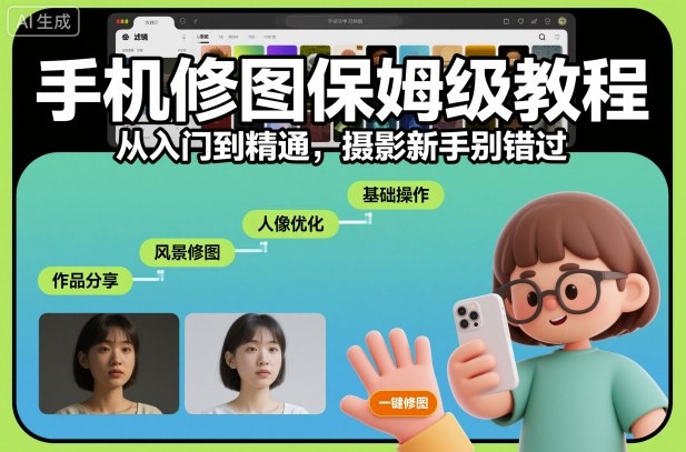 手机修图保姆级教程，从入门到精通，摄影新手别错过-副业网创