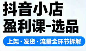 抖音小店盈利课-选品·上架·发货·流量全环节拆解-副业网创