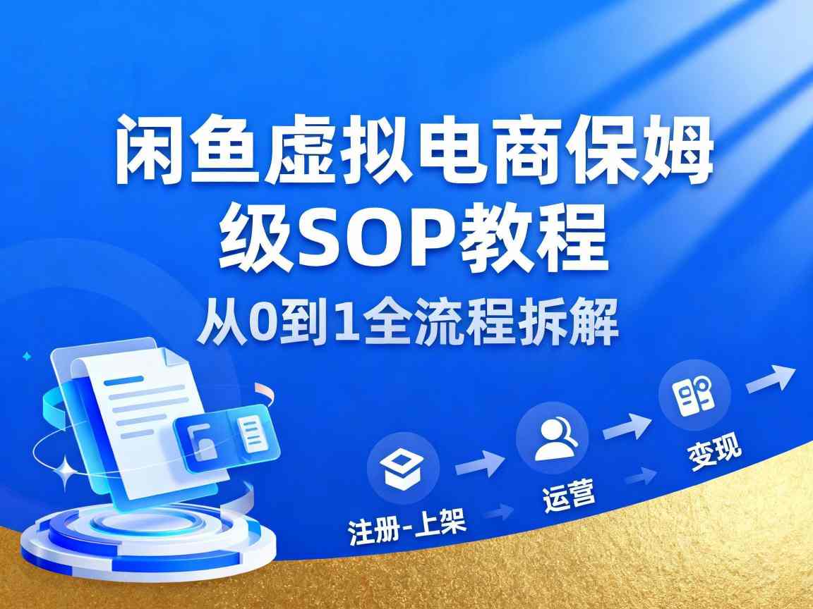闲鱼虚拟电商,月入轻松过1W,保姆级SOP教程-副业网创