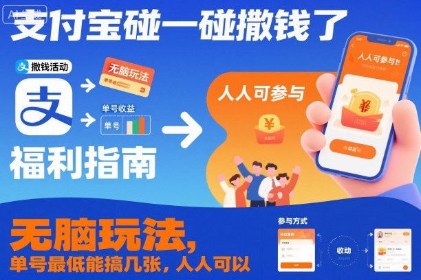 支付宝碰一碰撒钱了,无脑玩法,单号最低能搞几张,人人可以撸【揭秘】-副业网创