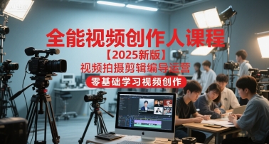 全能视频创作人课程【2025新版】视频拍摄剪辑编导运营,零基础学习视频创作(更新)-副业网创
