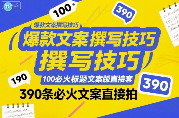 爆款文案撰写技巧，100个必火标题文案模版直接套，390条必火文案直接拍-副业网创
