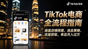 TikTok电商全流程指南，涵盖店铺搭建、选品策略、流量获取，单店月入过万-副业网创