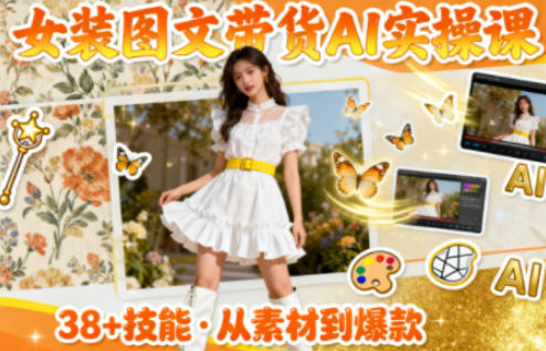 女装图文带货的AI实操课，覆盖38个实用技能，快速提升素材制作效率-副业网创