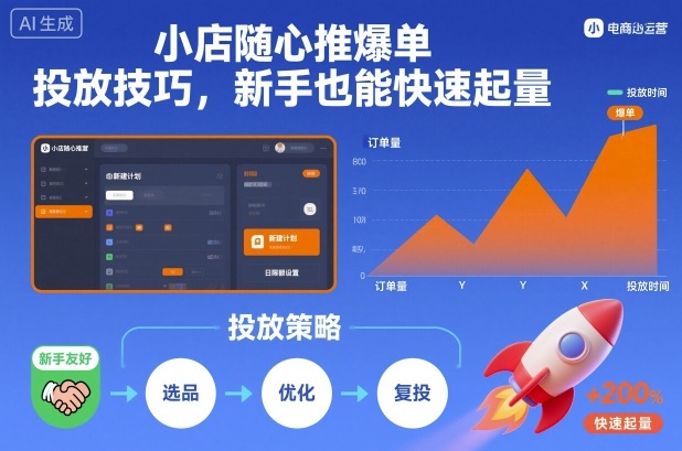 小店随心推爆单投放技巧，新手也能快速起量-副业网创