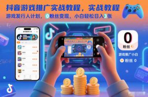 抖音游戏推广实战教程，游戏发行人计划，0粉丝变现，小白轻松日入3张-副业网创