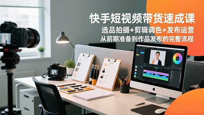 快手短视频带货速成课,选品拍摄+剪辑调色+发布运营,从前期准备到作品发布的完整流程-副业网创