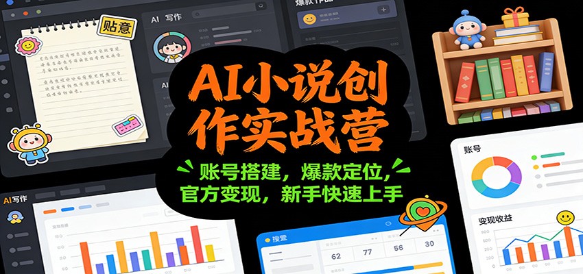 AI小说创作实战营：账号搭建，爆款定位，官方变现，新手快速上手-副业网创