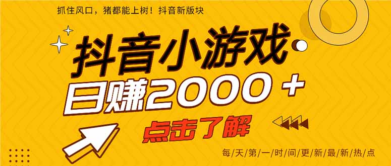 2025年爆火的抖音小游戏项目，一部手机日入2000+-副业网创