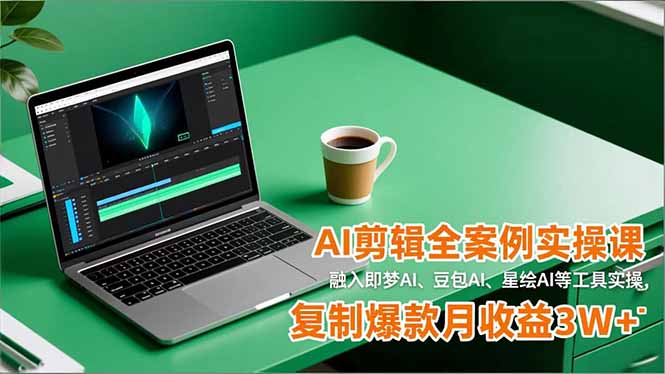 AI剪辑全案例实操课,融入即梦AI、豆包AI、星绘AI等工具实操,复制爆款月收益3W+-副业网创