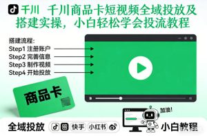 千川商品卡短视频全域投放及搭建实操,小白轻松学会投流教程-副业网创