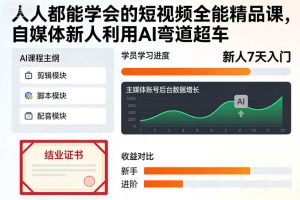 人人都能学会的短视频全能精品课,自媒体新人利用AI弯道超车-副业网创