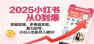 2025小红书从0到爆:剪辑实操,多赛道变现,暴力起号,零基础也能月入破W-副业网创