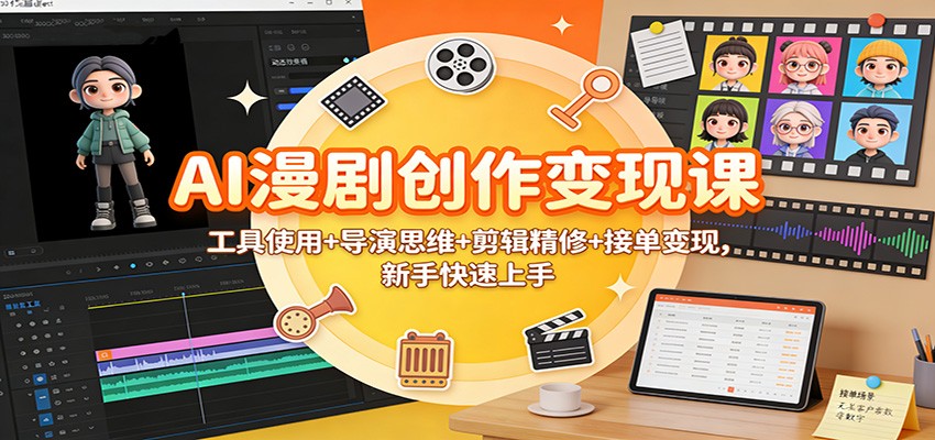 AI漫剧创作变现课:工具使用+导演思维+剪辑精修+接单变现,新手快速上手-副业网创