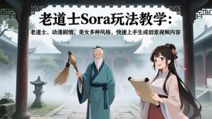 老道士Sora玩法教学:老道士、动漫剧情、美女多种风格,快速上手生成创意视频内容-副业网创