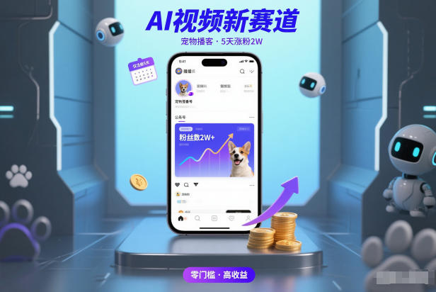 AI视频新赛道，宠物播客仅注册5天涨粉2W，收益非常可观-副业网创