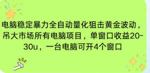 电脑EA策略挂机项目单窗口收益20-30u，单电脑可挂5-10个窗口收益稳健4位数-副业网创