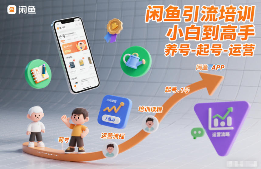 闲鱼引流培训，小白到高手，养号-起号-运营-副业网创