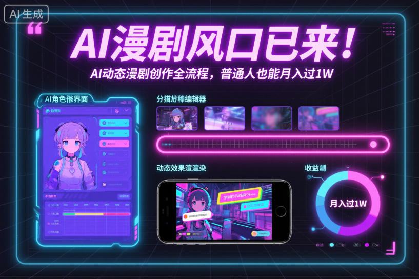 AI漫剧风口已来!AI动态漫剧创作全流程,普通人也能月入过1W-副业网创