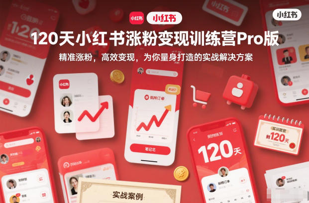 120天小红书涨粉变现训练营Pro版，​精准涨粉，高效变现​，为你量身打造的实战解决方案-副业网创