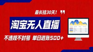 2026淘宝无人直播带货,不违规不封号,每日收益500+,最长挂30 天!-副业网创