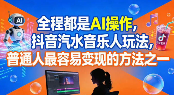 全程都是AI操作，抖音汽水音乐人玩法，普通人最容易变现的方法之一-副业网创