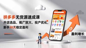 拼多多无货源速成课,开店选品、推广放大、投产优化,新手30天稳定盈利-副业网创