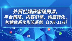 外贸 社媒获客破局课，平台策略、内容引擎、询盘转化，构建体系化引流系统(10月-11月-副业网创