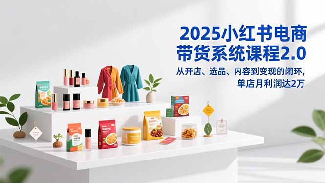 2025小红书电商带货系统课程2.0，从开店、选品、内容到变现的闭环，单店月利润达2万-副业网创