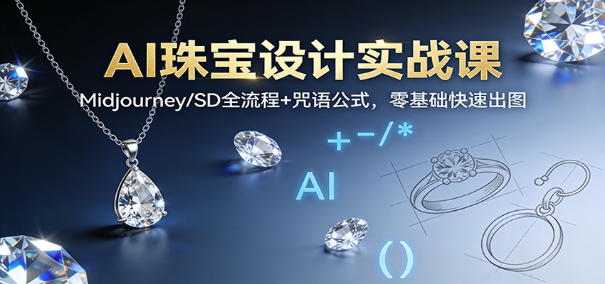 AI珠宝设计实战课:Midjourney/SD全流程+咒语公式,零基础快速出图-副业网创