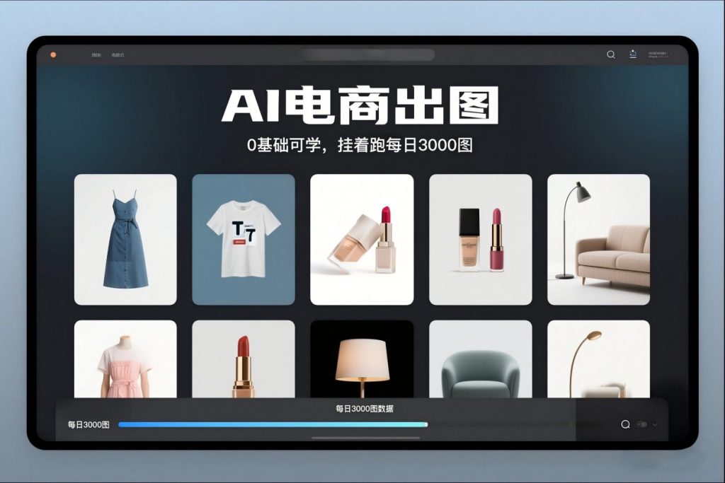 AI电商出图,0基础可学,挂着跑每日3000图-副业网创
