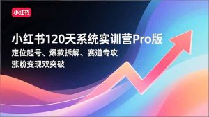 小红书120天系统实训营Pro版,定位起号、爆款拆解、赛道专攻,实现涨粉变现双突破-副业网创