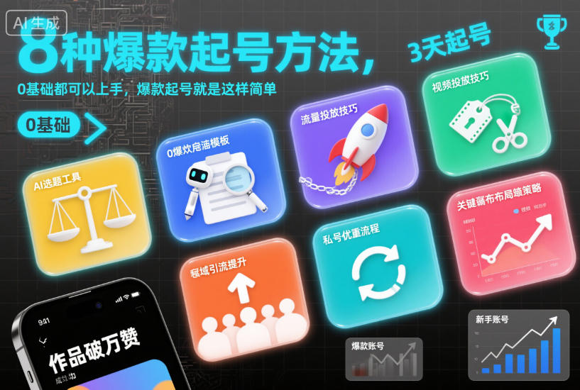 8种爆款起号方法,0基础都可以上手,爆款起号就是这样简单-副业网创