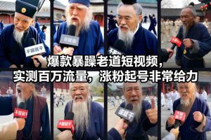 爆款暴躁老道短视频，实测百万流量，涨粉起号非常给力-副业网创