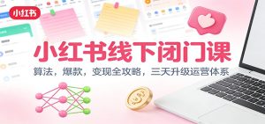 小红书线下闭门课:算法,爆款,变现全攻略,三天升级运营体系-副业网创