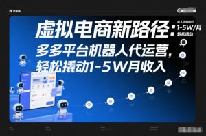 虚拟电商新路径：多多平台机器人代运营，轻松撬动1-5W月收入【揭秘】-副业网创