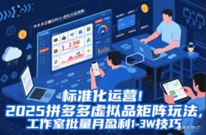 标准化运营！2025拼多多虚拟品矩阵玩法，工作室批量月盈利1-3W技巧【揭秘】-副业网创