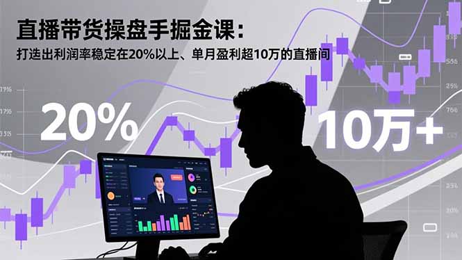 直播带货操盘手掘金课:打造出利润率稳定在20%以上、单月盈利超10万的直播间-副业网创