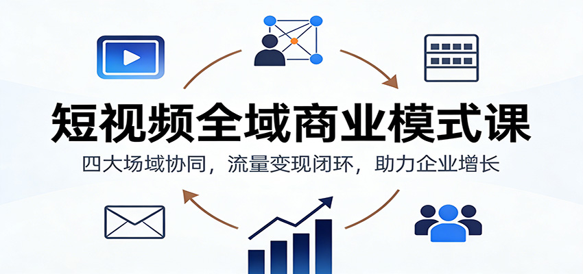 短视频全域商业模式课：四大场域协同，流量变现闭环，助力企业增长-副业网创